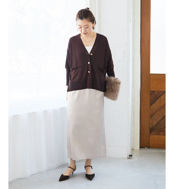  「《手洗い可能》ハイゲージワイドVネックカーディガン」|カーディガン|