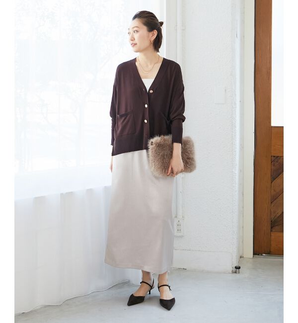  「《手洗い可能》ハイゲージワイドVネックカーディガン」|カーディガン|
