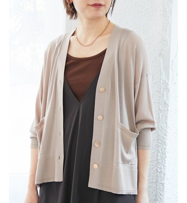  「《手洗い可能》ハイゲージワイドVネックカーディガン」|カーディガン|