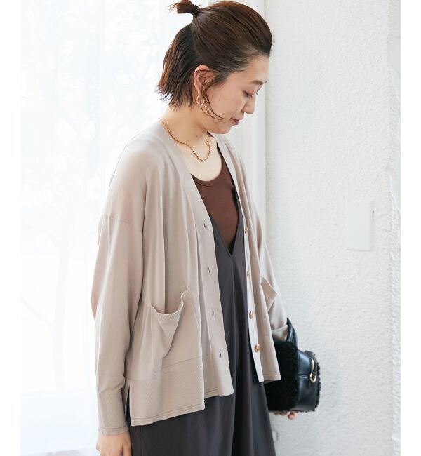  「《手洗い可能》ハイゲージワイドVネックカーディガン」|カーディガン|