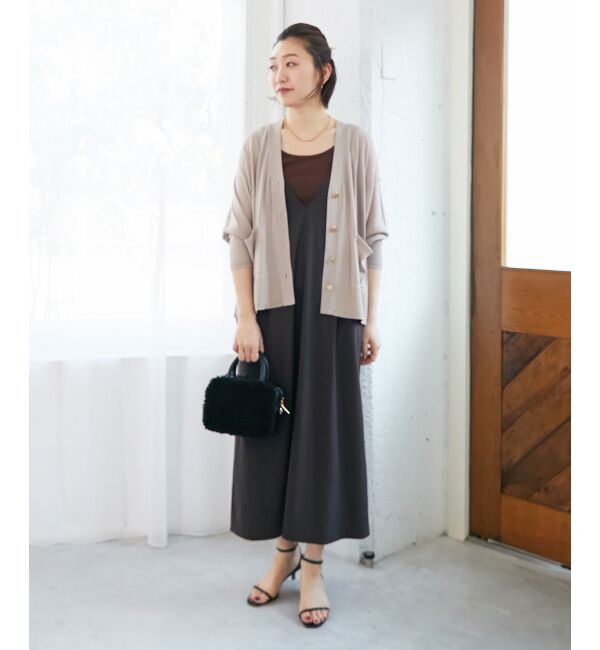  「《手洗い可能》ハイゲージワイドVネックカーディガン」|カーディガン|