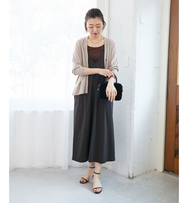  「《手洗い可能》ハイゲージワイドVネックカーディガン」|カーディガン|