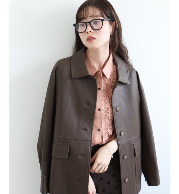  「フロントフリルレギュラーカラーブラウス」|シャツ・ブラウス|