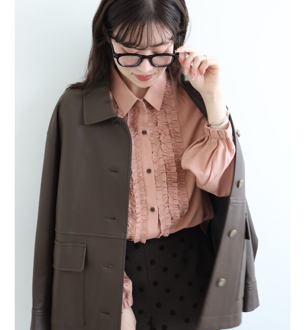  「フロントフリルレギュラーカラーブラウス」|シャツ・ブラウス|