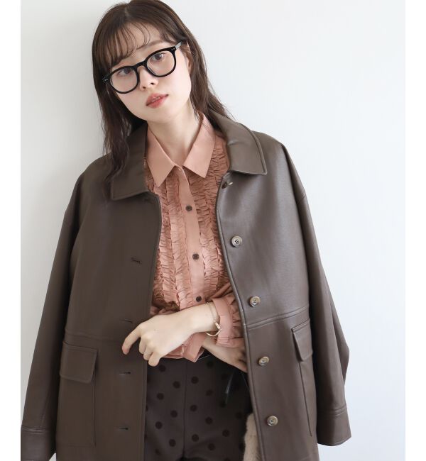  「フロントフリルレギュラーカラーブラウス」|シャツ・ブラウス|