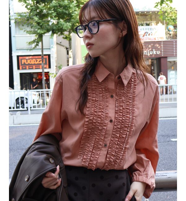  「フロントフリルレギュラーカラーブラウス」|シャツ・ブラウス|