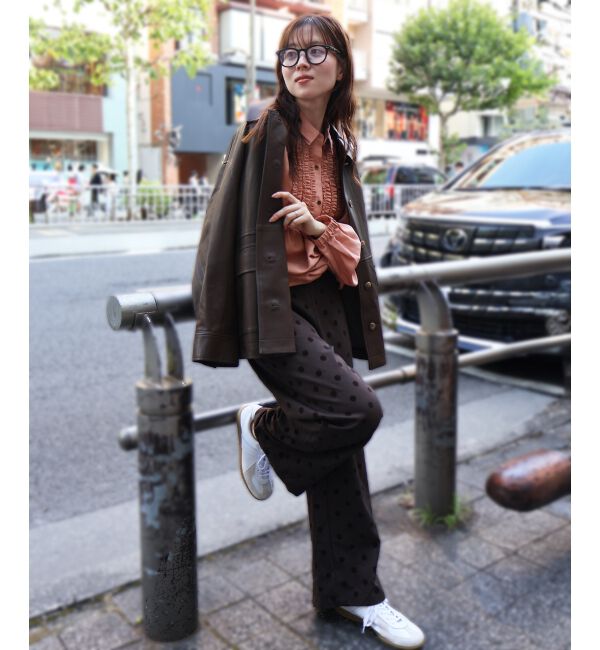  「フロントフリルレギュラーカラーブラウス」|シャツ・ブラウス|