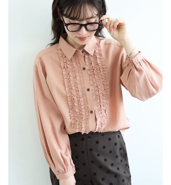  「フロントフリルレギュラーカラーブラウス」|シャツ・ブラウス|