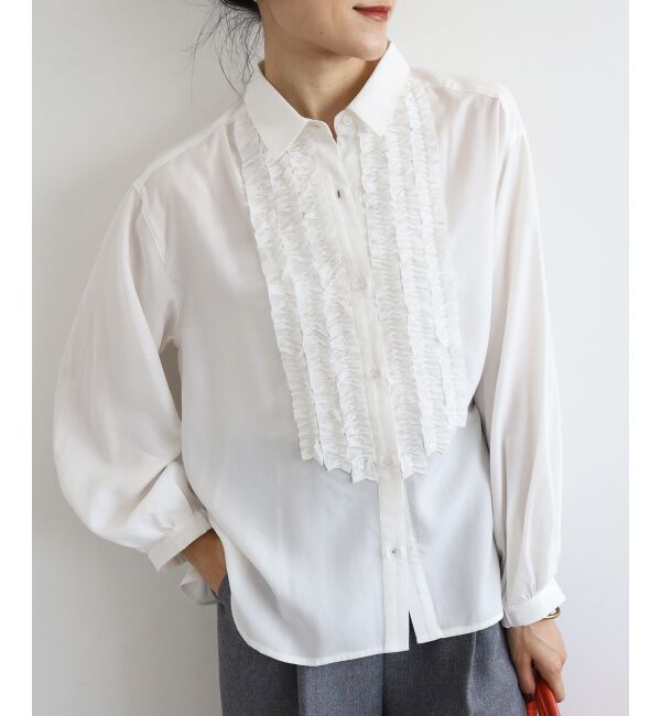  「フロントフリルレギュラーカラーブラウス」|シャツ・ブラウス|