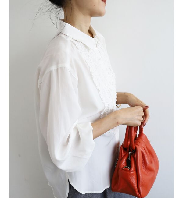  「フロントフリルレギュラーカラーブラウス」|シャツ・ブラウス|