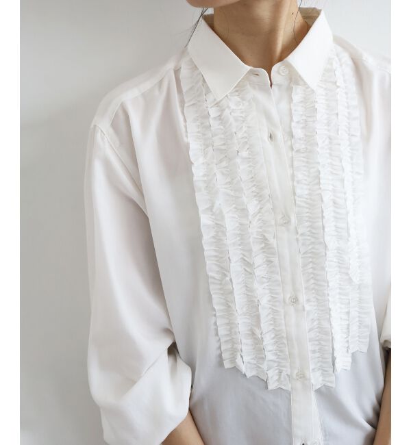  「フロントフリルレギュラーカラーブラウス」|シャツ・ブラウス|