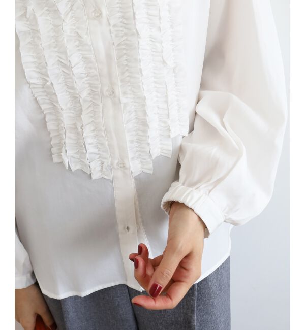  「フロントフリルレギュラーカラーブラウス」|シャツ・ブラウス|