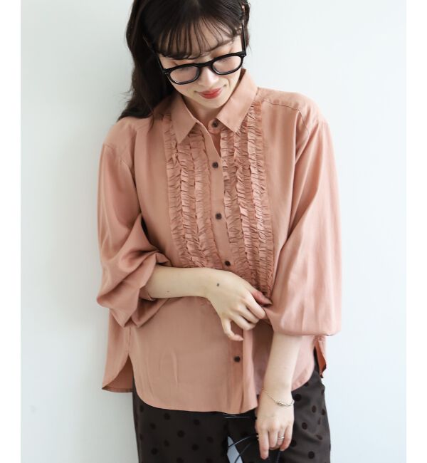  「フロントフリルレギュラーカラーブラウス」|シャツ・ブラウス|