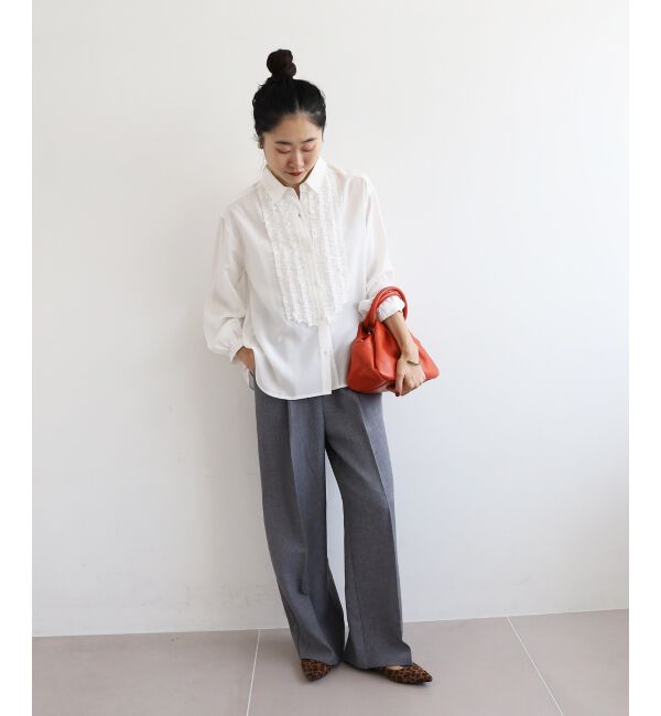  「フロントフリルレギュラーカラーブラウス」|シャツ・ブラウス|