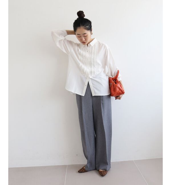  「フロントフリルレギュラーカラーブラウス」|シャツ・ブラウス|