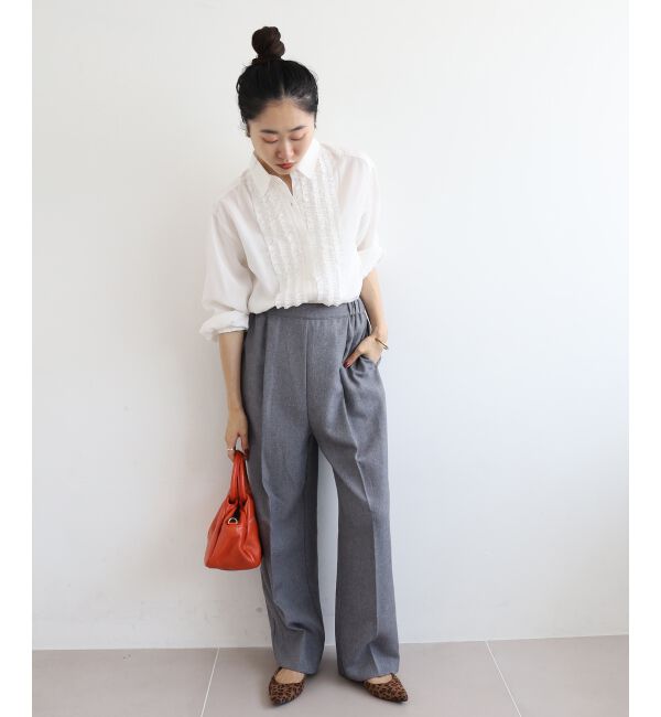  「フロントフリルレギュラーカラーブラウス」|シャツ・ブラウス|