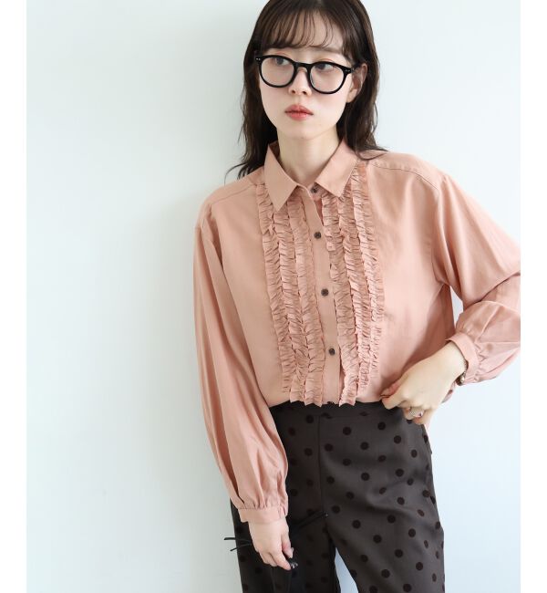  「フロントフリルレギュラーカラーブラウス」|シャツ・ブラウス|