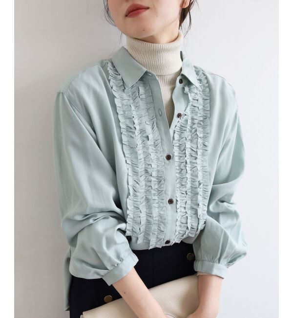  「フロントフリルレギュラーカラーブラウス」|シャツ・ブラウス|