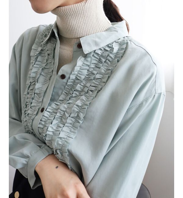  「フロントフリルレギュラーカラーブラウス」|シャツ・ブラウス|