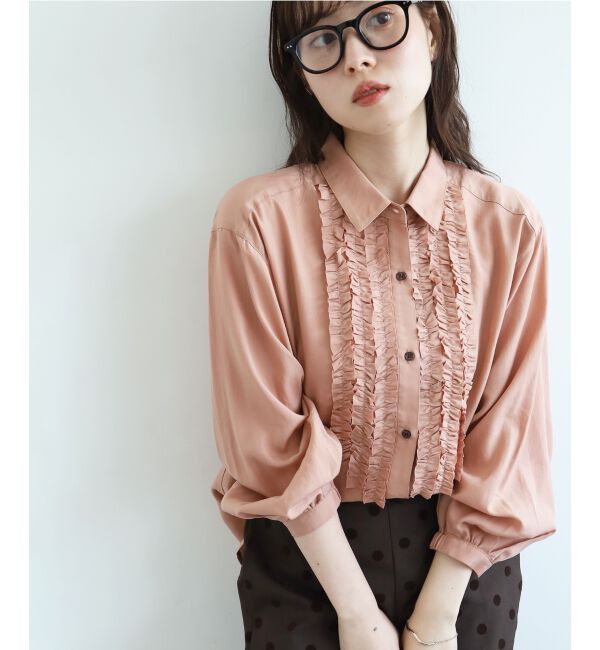  「フロントフリルレギュラーカラーブラウス」|シャツ・ブラウス|