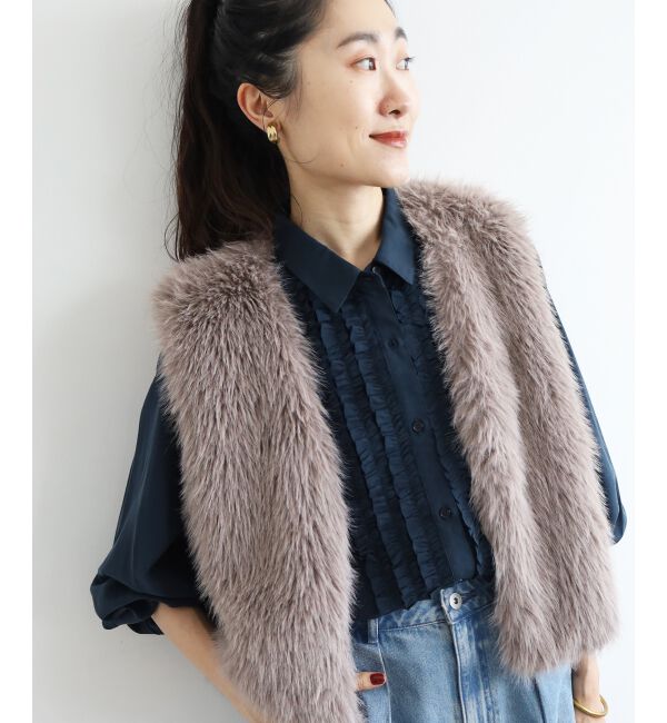  「フロントフリルレギュラーカラーブラウス」|シャツ・ブラウス|