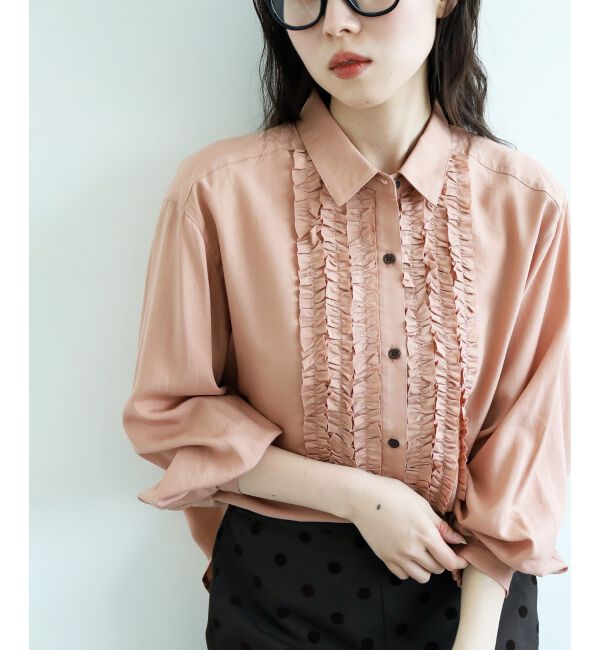  「フロントフリルレギュラーカラーブラウス」|シャツ・ブラウス|