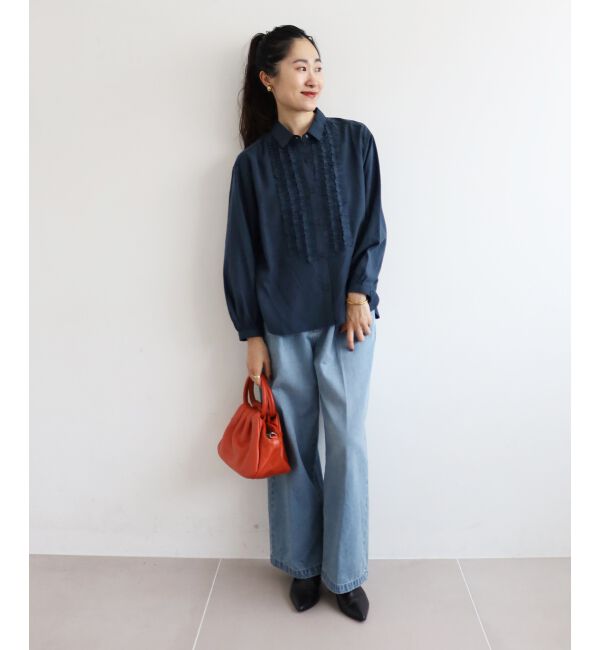  「フロントフリルレギュラーカラーブラウス」|シャツ・ブラウス|