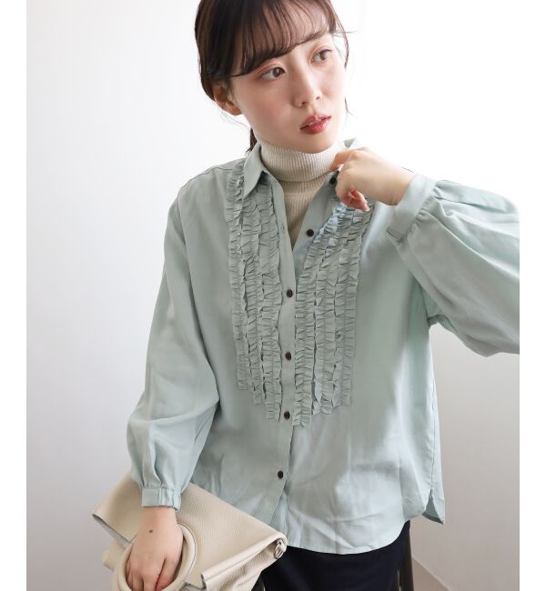  「フロントフリルレギュラーカラーブラウス」|シャツ・ブラウス|ミント