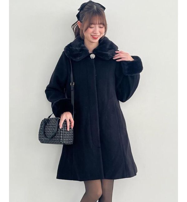  「7wayファー&times;ビジューコート」|その他|ブラック