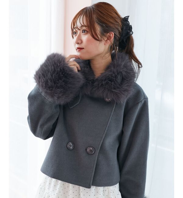  「&infin;マルチwayフェイクファー付ショートコート」|その他|Ｃ／グレー