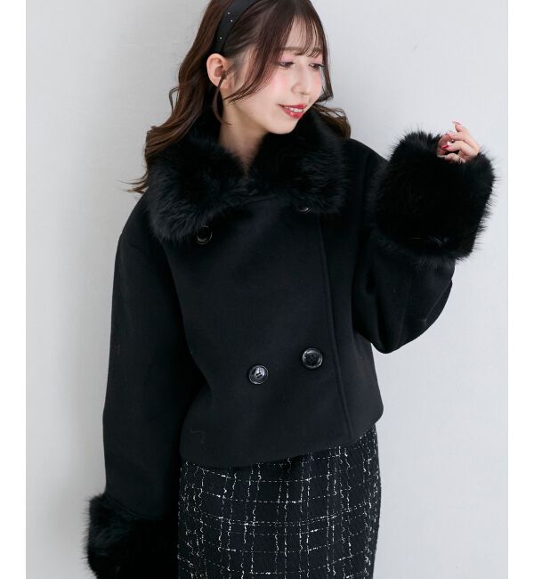  「&infin;マルチwayフェイクファー付ショートコート」|その他|ブラック