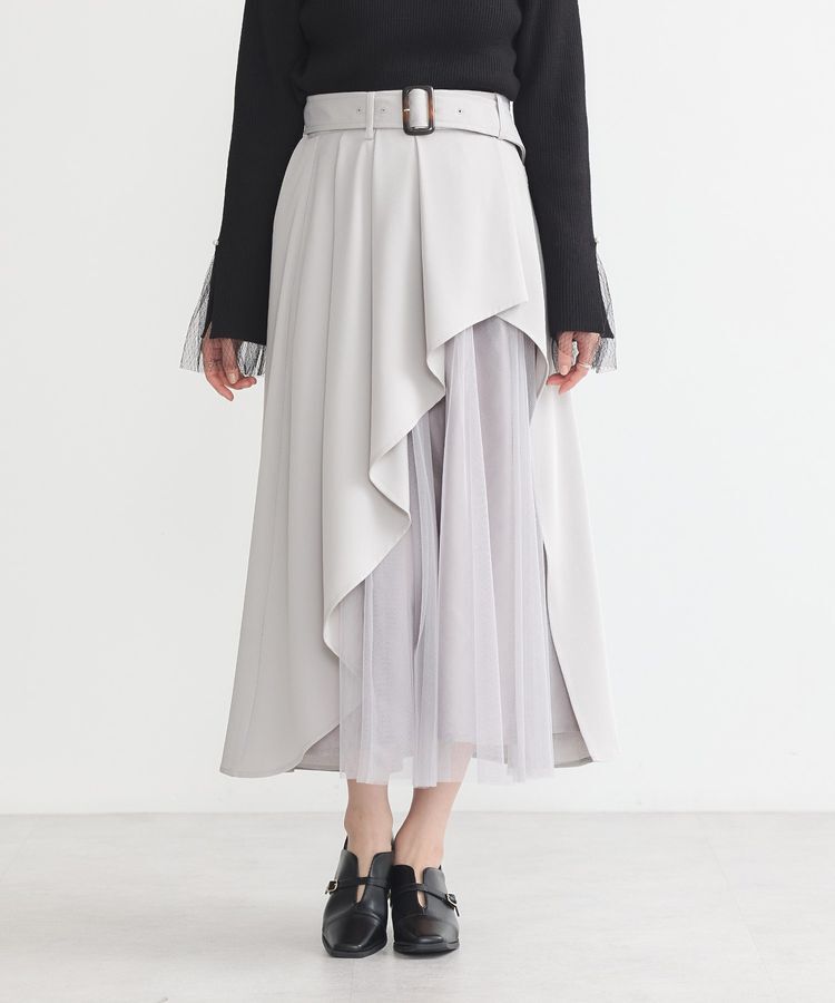 earth music&ecology「チュールドッキングイレヘムスカート」|フレア|