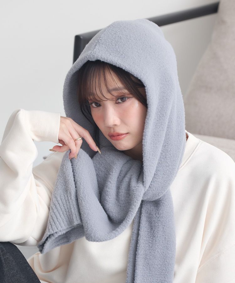 earth music&ecology「パウダーシャギーフーディーマフラー」|マフラー|Gray