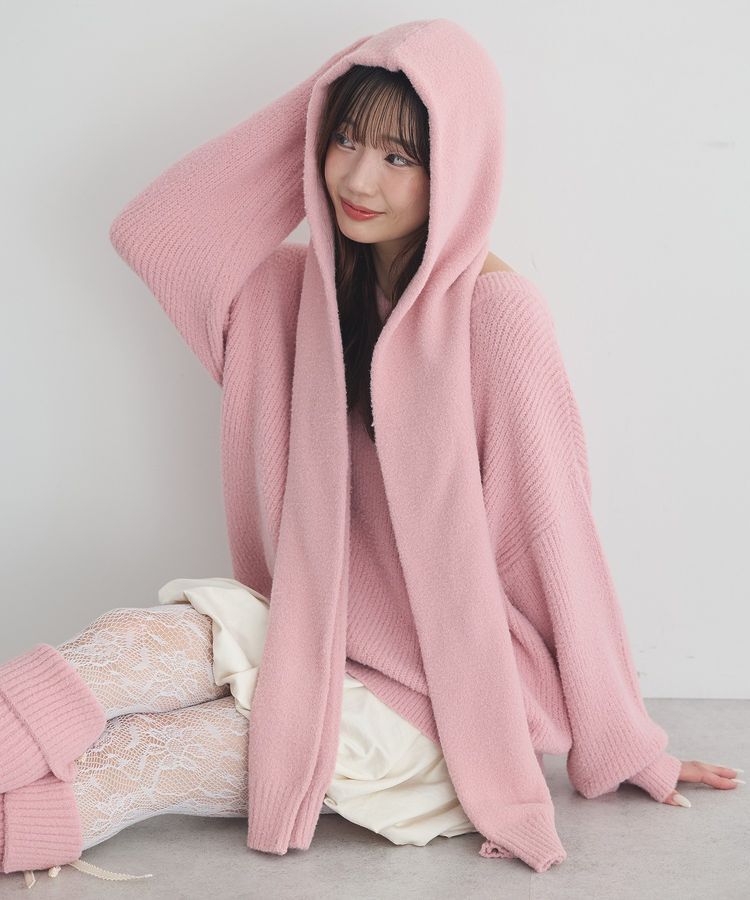 earth music&ecology「パウダーシャギーフーディーマフラー」|マフラー|