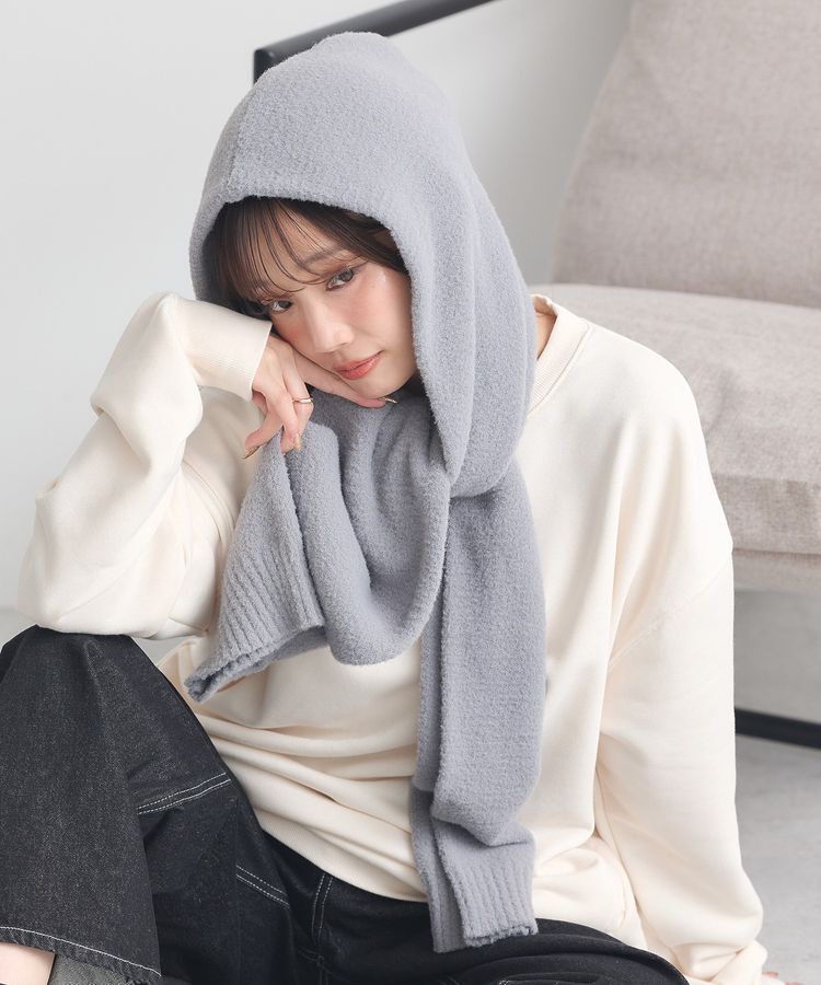 earth music&ecology「パウダーシャギーフーディーマフラー」|マフラー|