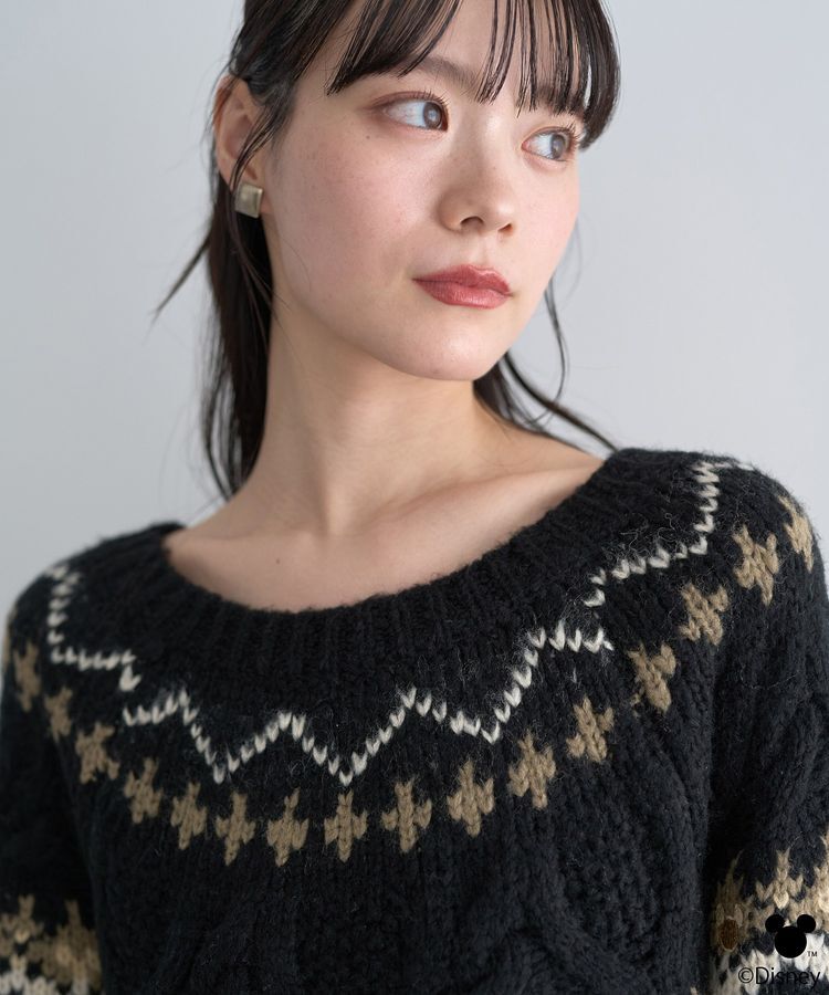 earth music&ecology「Disney/ミッキー刺繍ノルディックニットチュニック」|チュニック|