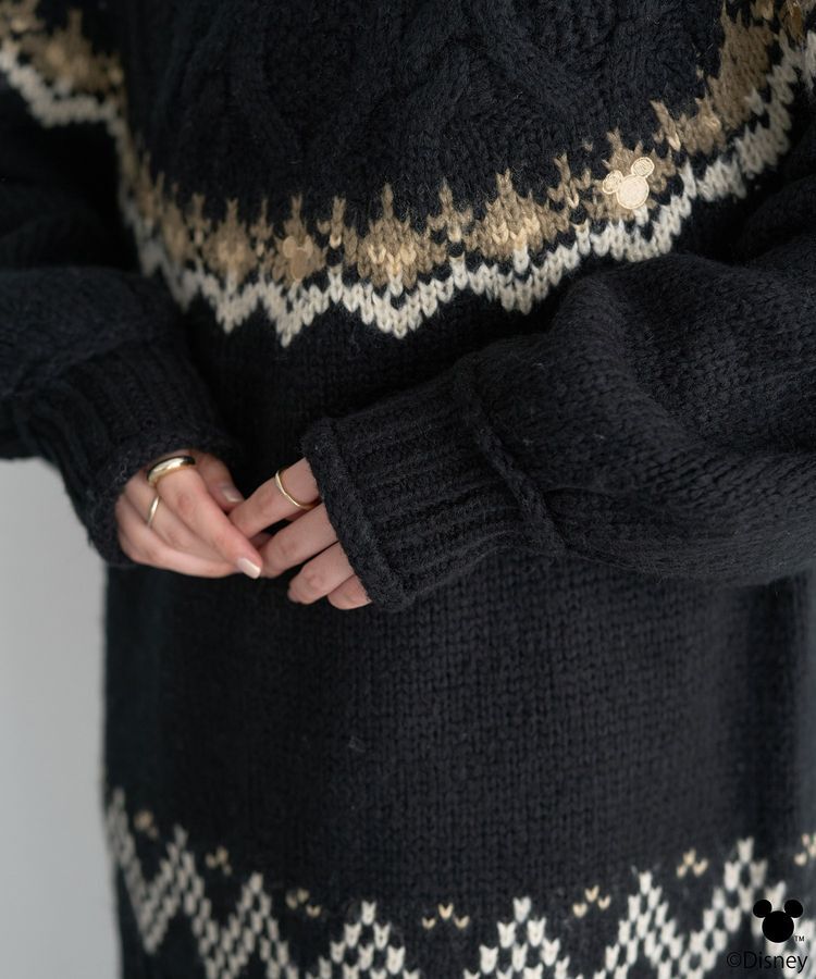 earth music&ecology「Disney/ミッキー刺繍ノルディックニットチュニック」|チュニック|