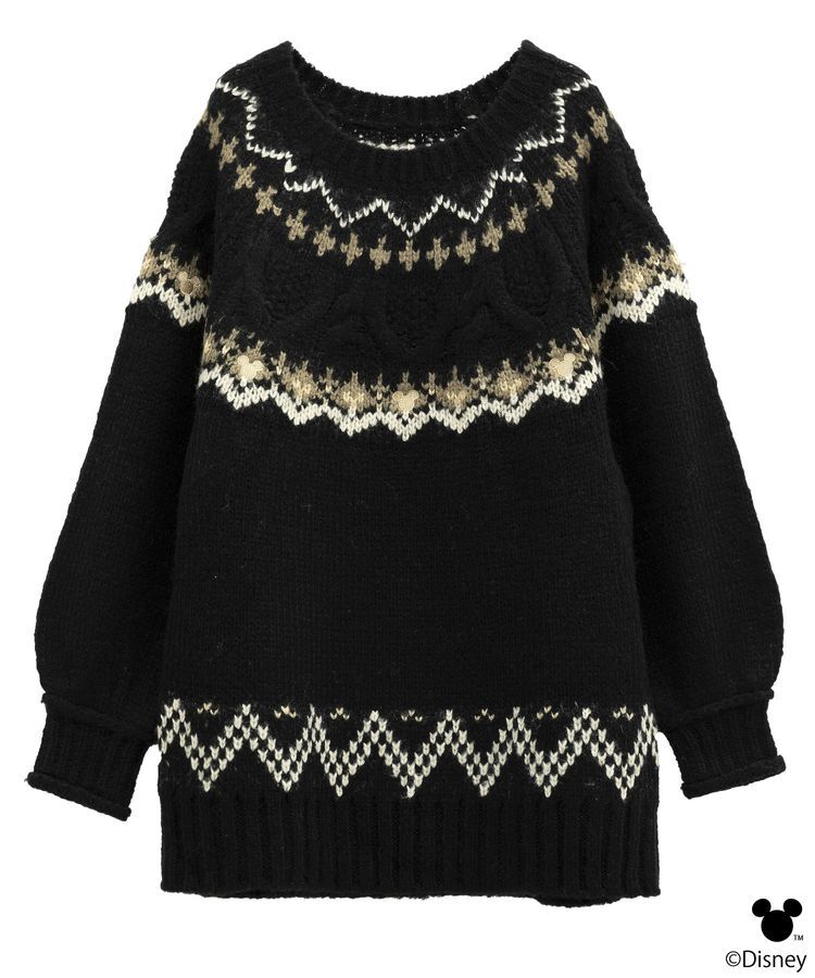 earth music&ecology「Disney/ミッキー刺繍ノルディックニットチュニック」|チュニック|