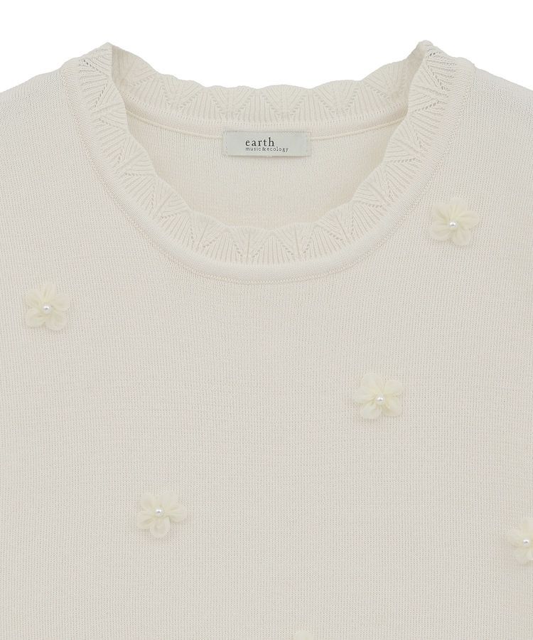 earth music&ecology「フラワーモチーフニットベスト」|ベスト・ジレ|