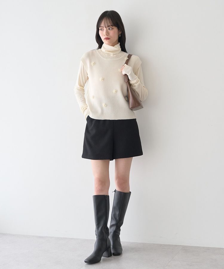 earth music&ecology「フラワーモチーフニットベスト」|ベスト・ジレ|