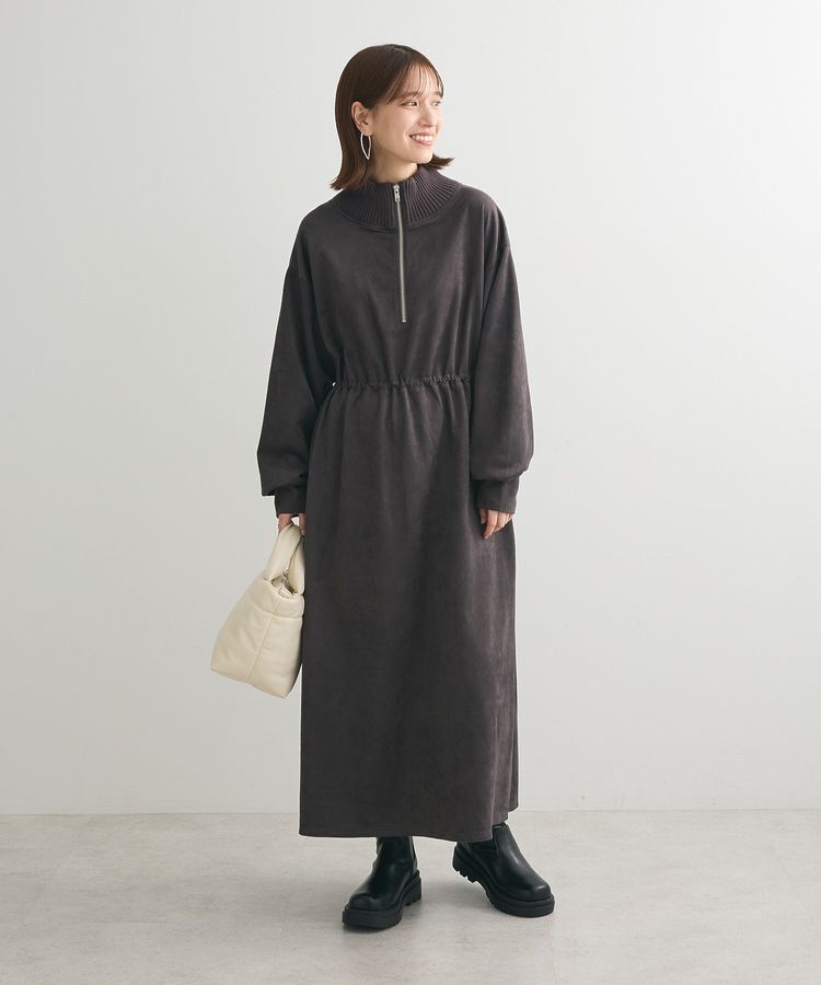 Green Parks「・ELENCARE DUEスエードポンチドロストワンピ」|ワンピース|Charcoal Gray