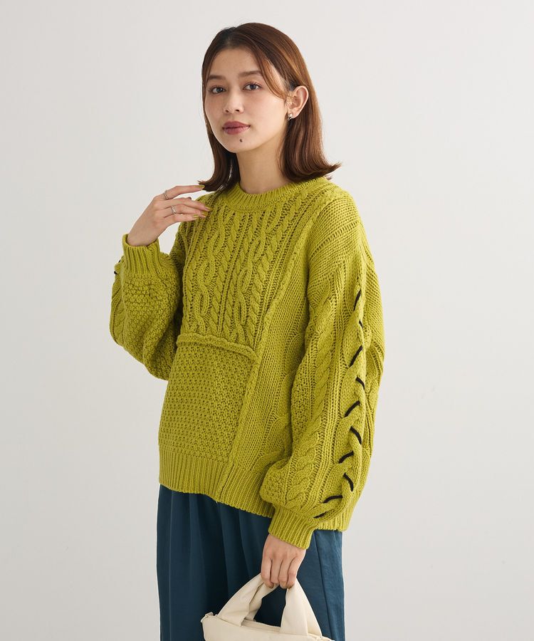 Green Parks「変形ケーブルニットプルオーバー」|ニット・セーター|