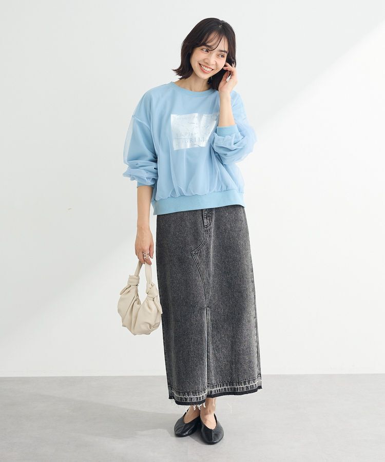 Green Parks「箔プリントチュール重ねプルオーバー」|スウェット・ジャージ|