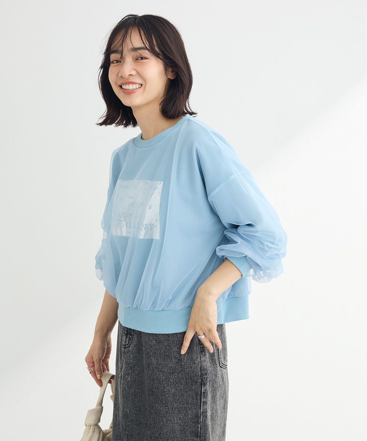 Green Parks「箔プリントチュール重ねプルオーバー」|スウェット・ジャージ|