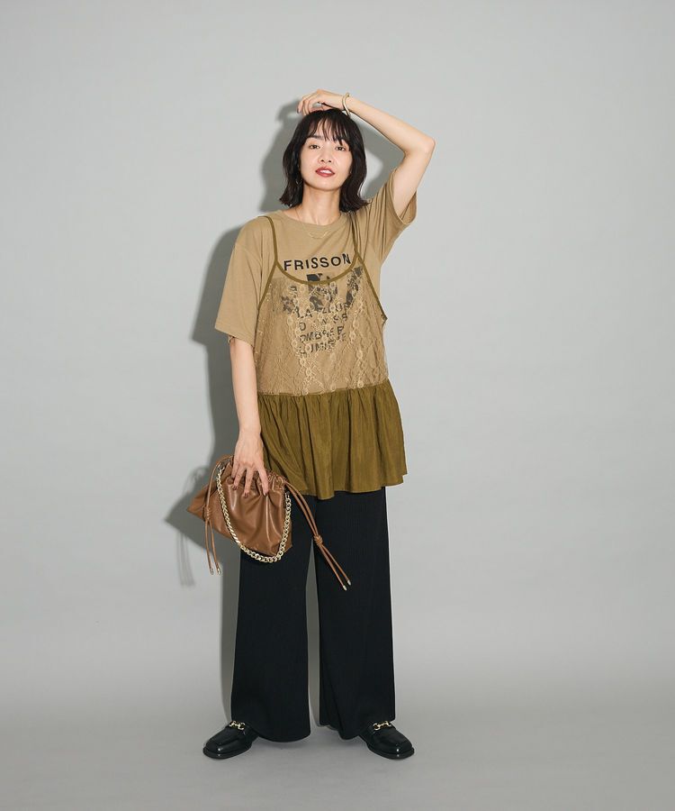 Green Parks「SET2点フォトＴシャツ+レースキャミビスチェ」|Tシャツ・カットソー|