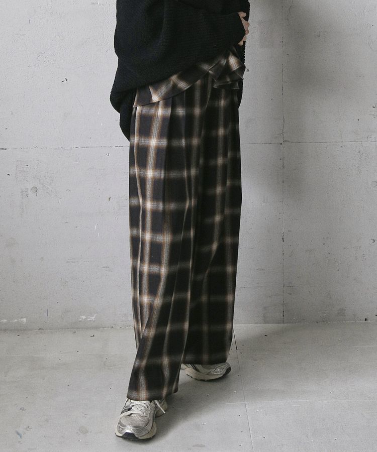 GARAGE OF GOOD CLOTHING「【日本製】オンブレチェック２タックワイドパンツ」|その他|