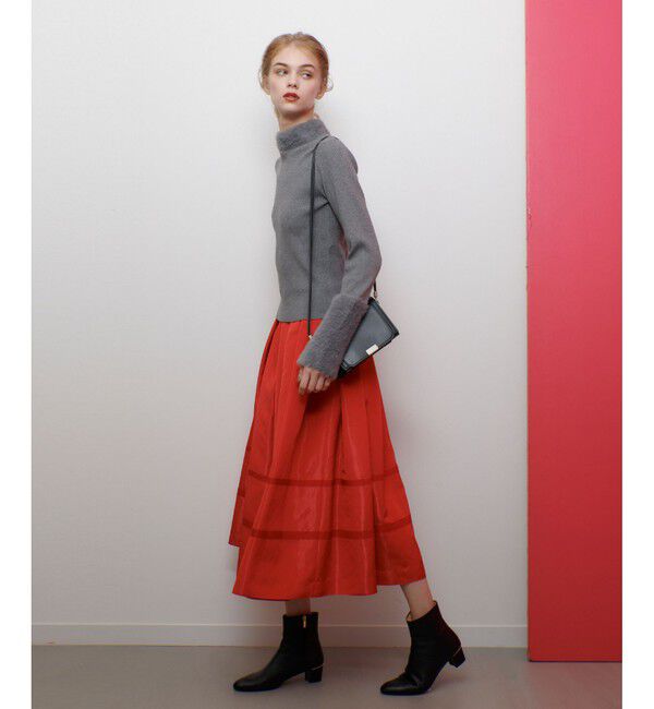 LOULOU WILLOUGHBY「【LOULOU WILLOUGHBY】リボントリミングタックスカート」|フレア|