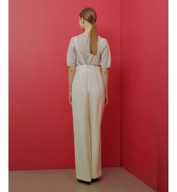 LOULOU WILLOUGHBY「【LOULOU WILLOUGHBY】ダブルクロスハイウエストサスペンダーパンツ」|オールインワン|