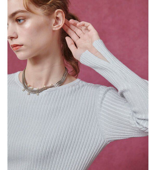 LOULOU WILLOUGHBY「【LOULOU WILLOUGHBY】LAME RIBプルオーバー」|ニット・セーター|シルバー