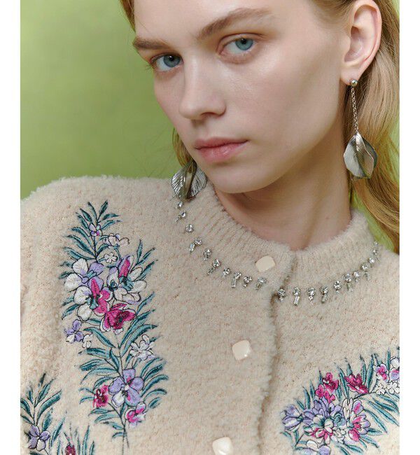 LOULOU WILLOUGHBY「【LOULOU WILLOUGHBY】フラワーズエンブロイダリーカーディガン」|カーディガン|ライトピンク